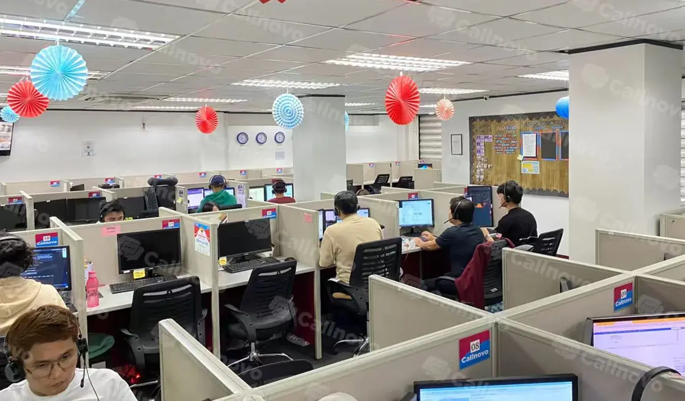Callnovo multilingual call center floor supporting high-volume customer service operations